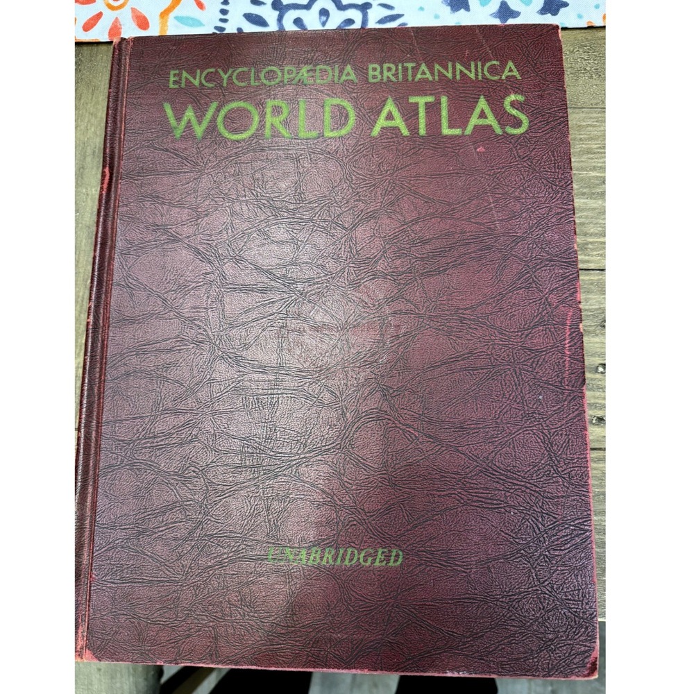 Encyclopedia Britannica World Atlas Unabridged 1956 Burgundy Hardcover Vintage